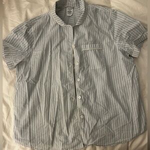 Lands End Women’s Blue Striped pajama top and shorts.  LG/1X